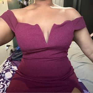 Wine Sparkly Prom Dress